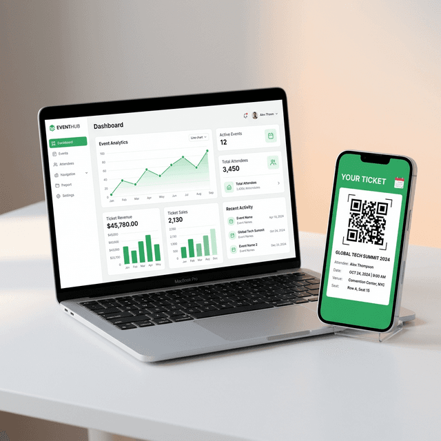 STEMS dashboard — event analytics and QR ticket management